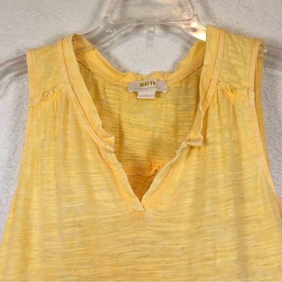 Anthropologie Maeve yellow split back v-neck tank top size Small - Picture 2 of 12